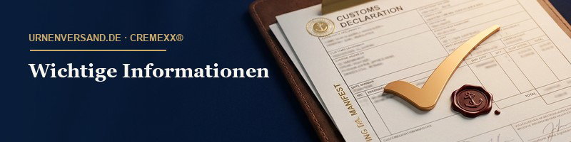 Wichtige Informationen - Unterlagen, Verpackung und Transportbedingungen