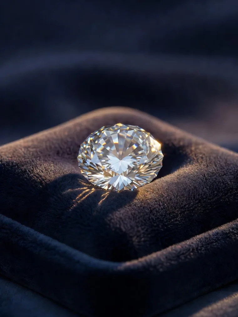 Erinnerungsdiamant aus Kremationsasche auf dunkelblauem Samt &ndash; Diamantbestattung